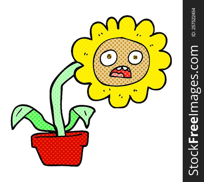 freehand drawn cartoon sad flower