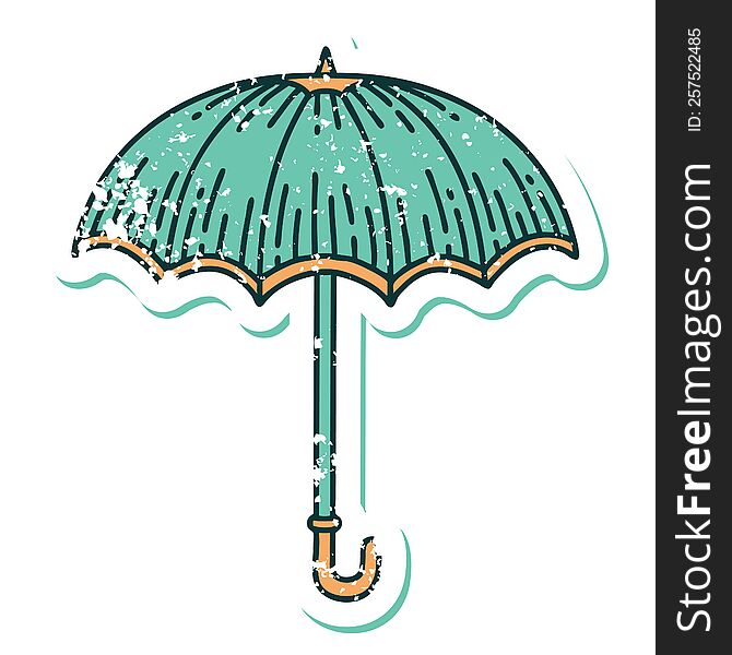 Distressed Sticker Tattoo Style Icon Of An Umbrella