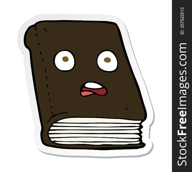 sticker of a cartoon unhappy book