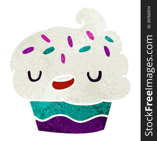 Retro Cartoon Kawaii Of A Cute Cupcake
