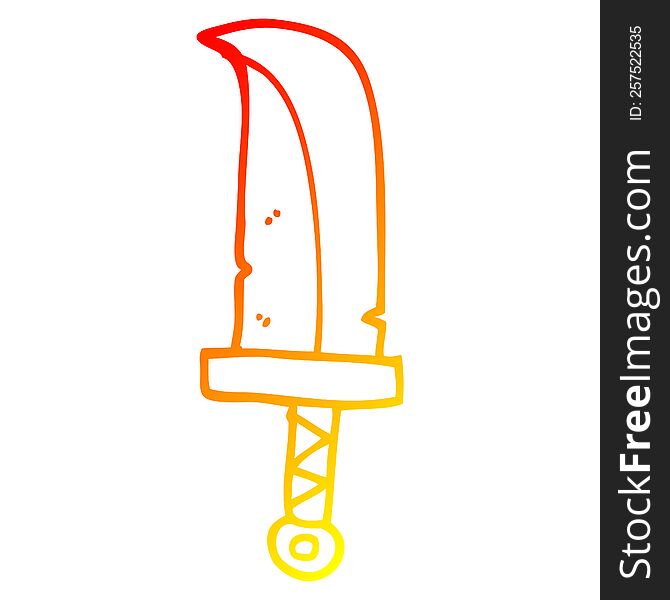 warm gradient line drawing of a cartoon dagger