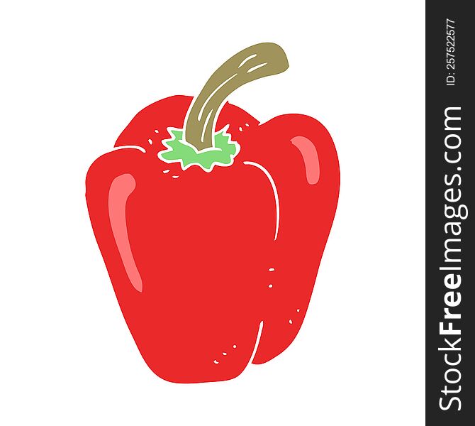 Flat Color Illustration Of A Cartoon Pepper