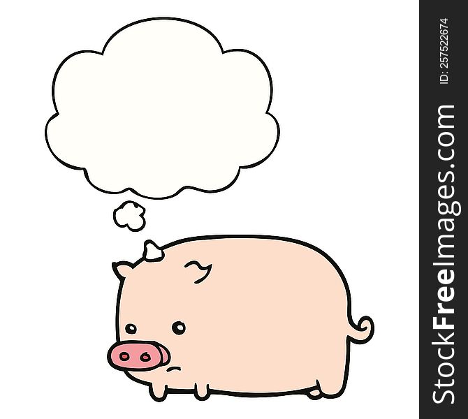 cute cartoon pig with thought bubble. cute cartoon pig with thought bubble