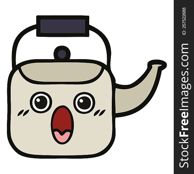 cute cartoon of a kettle. cute cartoon of a kettle