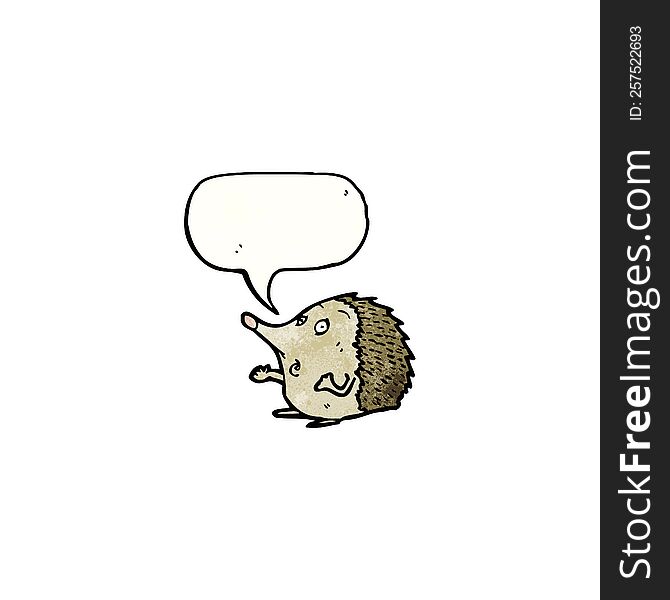 hedgehog cartoon character with speech bubble