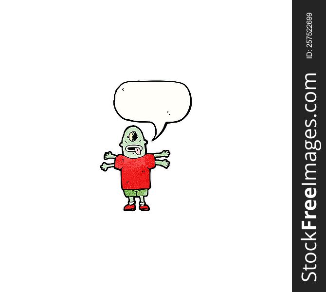 cartoon alien with speech bubble