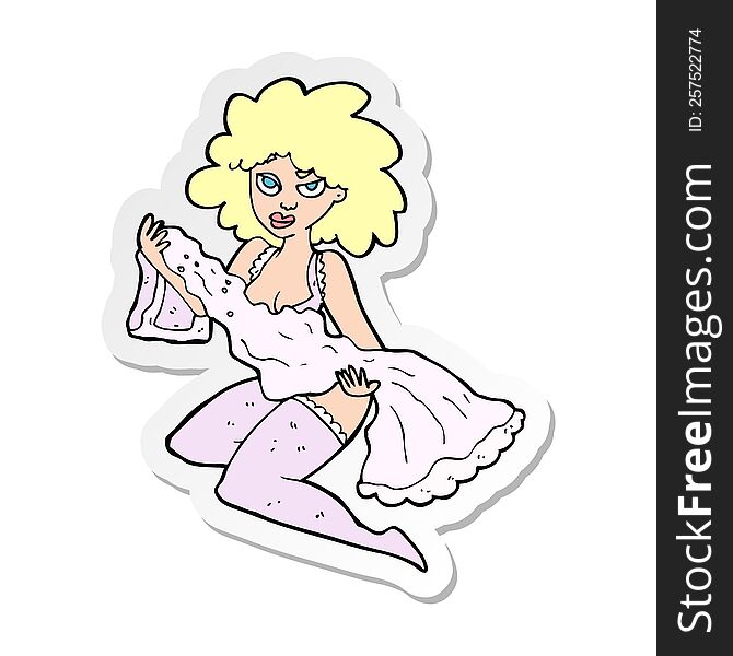 sticker of a cartoon woman changing
