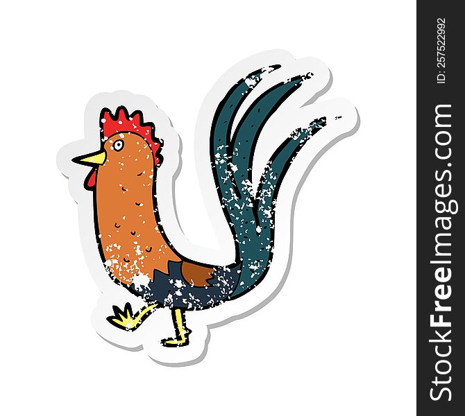 retro distressed sticker of a cartoon cockerel