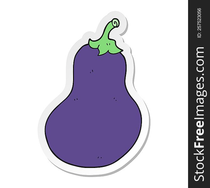 sticker of a cartoon eggplant