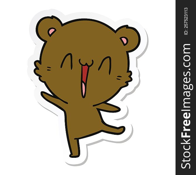 Sticker Of A Happy Bear Cartoon