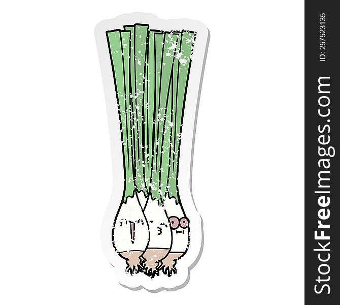 distressed sticker of a spring onions