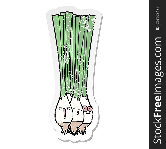 Distressed Sticker Of A Spring Onions