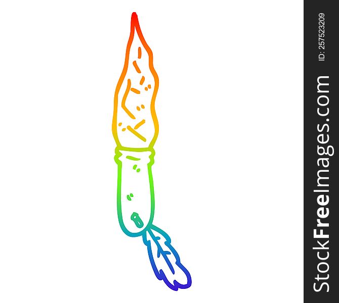 rainbow gradient line drawing of a cartoon stone dagger