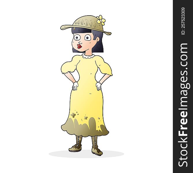 Cartoon Woman In Muddy Dress