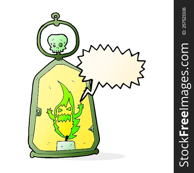 cartoon spooky lantern with speech bubble