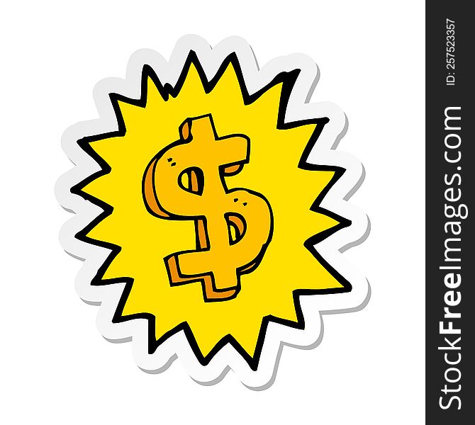 Sticker Of A Cartoon Dollar Symbol