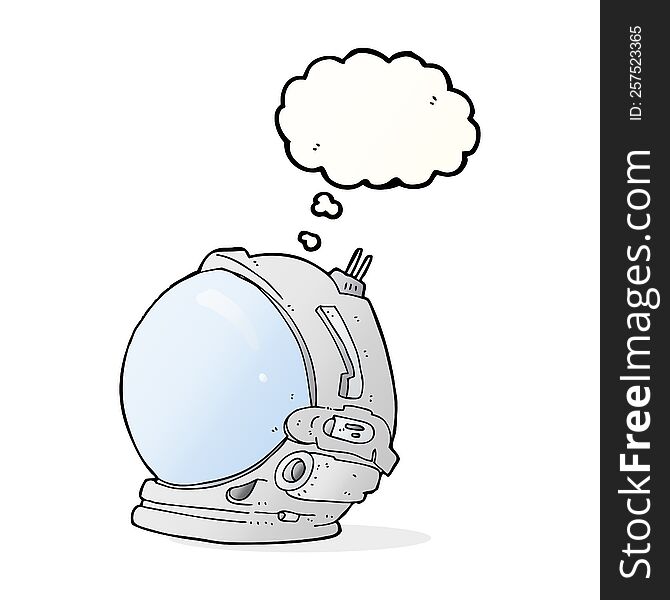 cartoon astronaut helmet with thought bubble