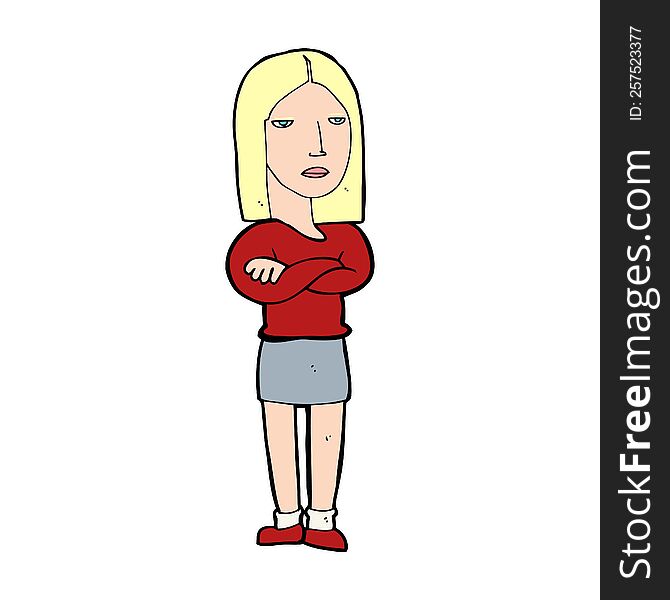 cartoon woman with folded arms