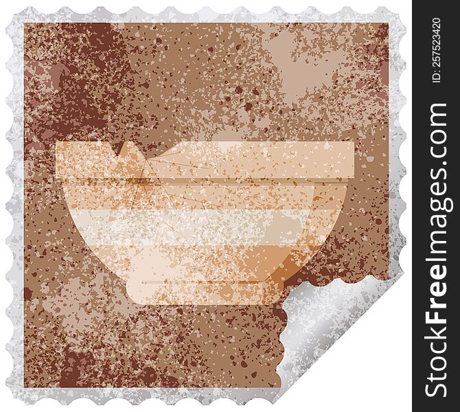cracked bowl graphic square sticker stamp. cracked bowl graphic square sticker stamp