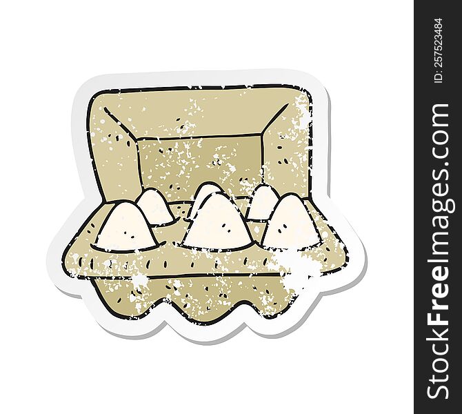 retro distressed sticker of a cartoon eggs in box