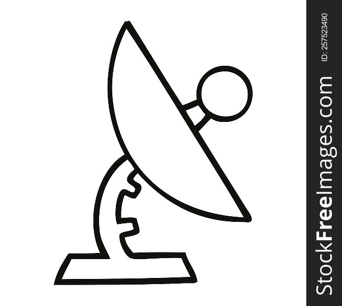 line drawing cartoon of a satellite dish