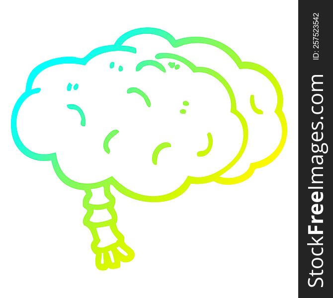 cold gradient line drawing of a cartoon brain