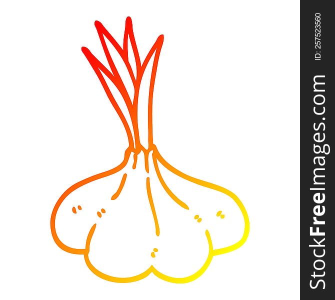 warm gradient line drawing cartoon garlic bulb