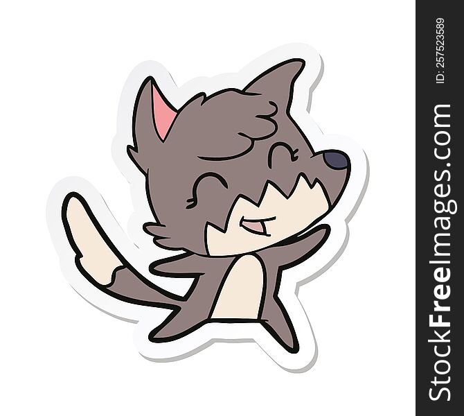 Sticker Of A Happy Cartoon Fox
