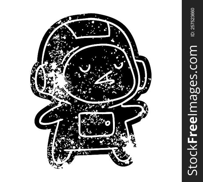 grunge distressed icon of a kawaii cute astronaut boy. grunge distressed icon of a kawaii cute astronaut boy