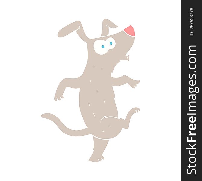 Flat Color Illustration Of A Cartoon Dancing Dog
