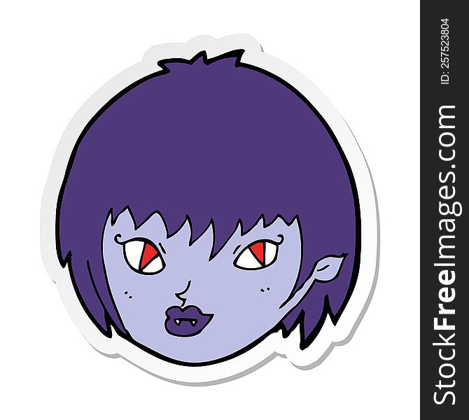 Sticker Of A Cartoon Vampire Girl Face