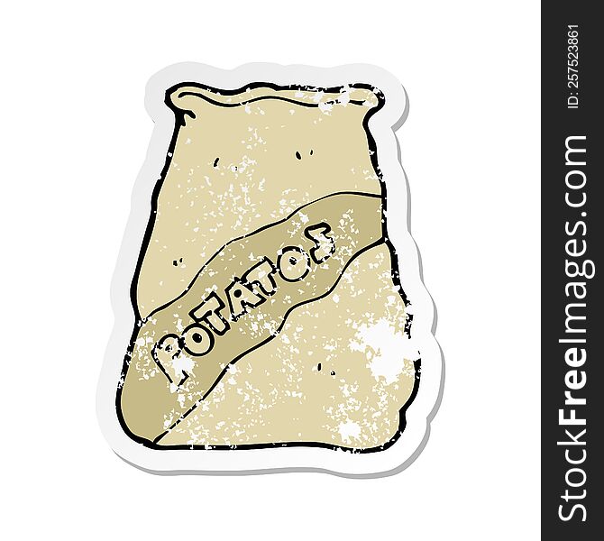 Retro Distressed Sticker Of A Cartoon Sack Of Potatos