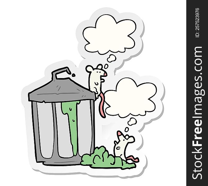 Cartoon Garbage Can And Thought Bubble As A Printed Sticker