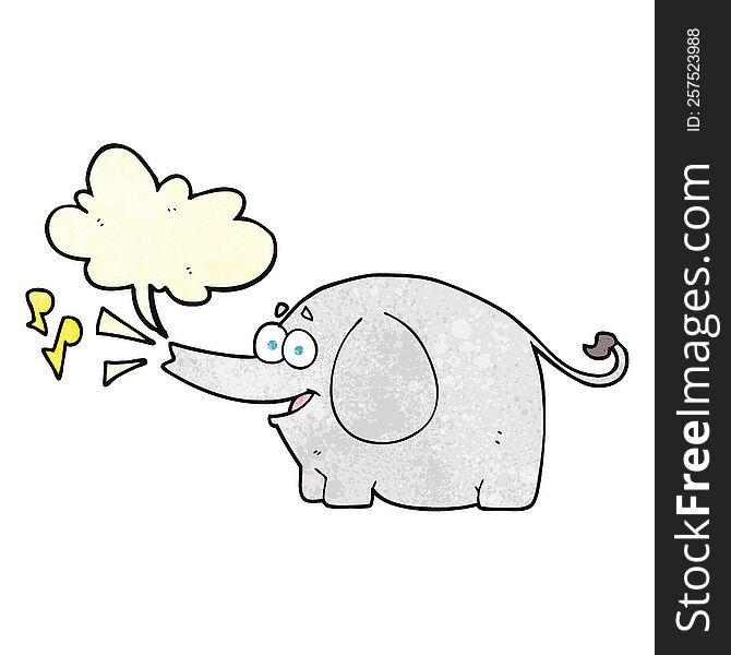 freehand speech bubble textured cartoon trumpeting elephant
