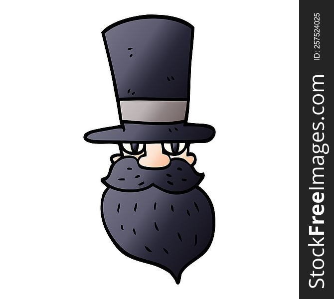 Cartoon Doodle Bearded Man With Top Hat