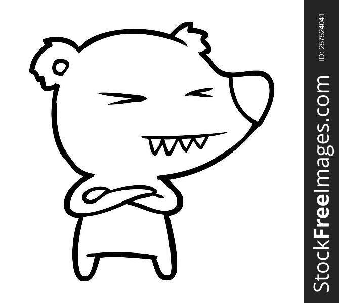 angry polar bear cartoon with folded arms. angry polar bear cartoon with folded arms