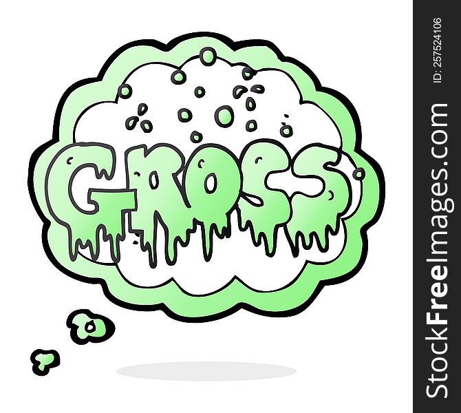 freehand drawn thought bubble cartoon word gross