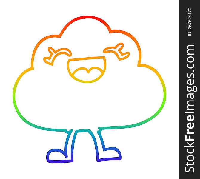 Rainbow Gradient Line Drawing Cartoon Expressive Weather Cloud