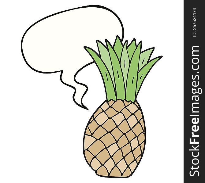 cartoon pineapple with speech bubble. cartoon pineapple with speech bubble