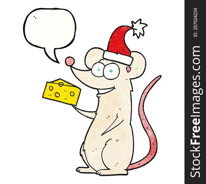 Speech Bubble Textured Cartoon Christmas Mouse