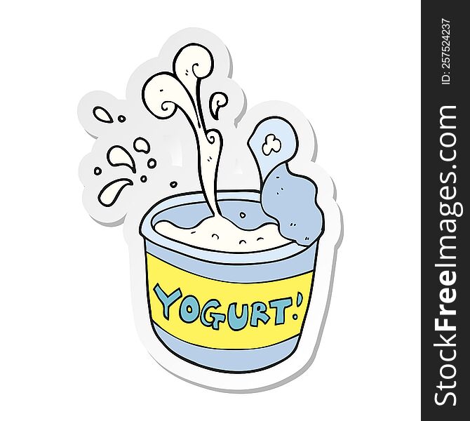 Sticker Of A Cartoon Yogurt