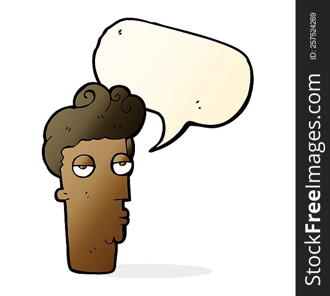 cartoon bored man s face with speech bubble