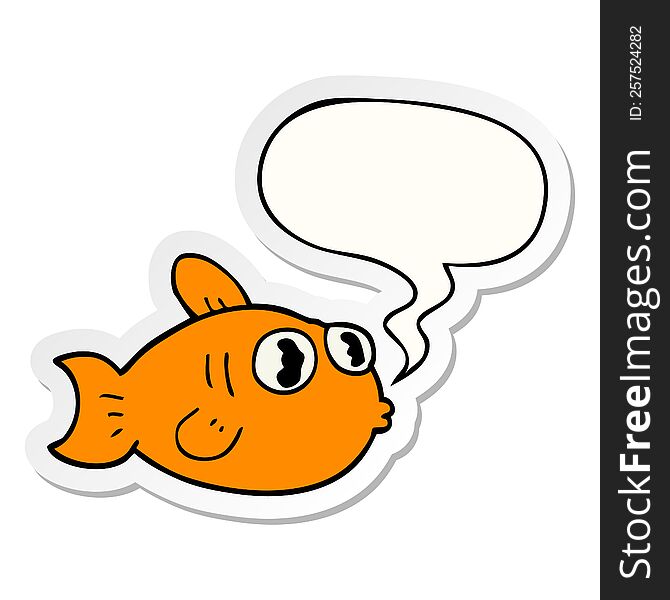 Cartoon Fish And Speech Bubble Sticker