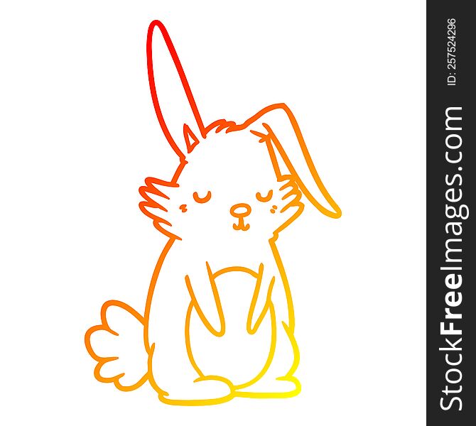 warm gradient line drawing of a cartoon sleepy rabbit