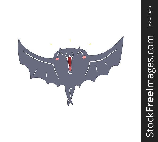 Flat Color Style Cartoon Happy Vampire Bat