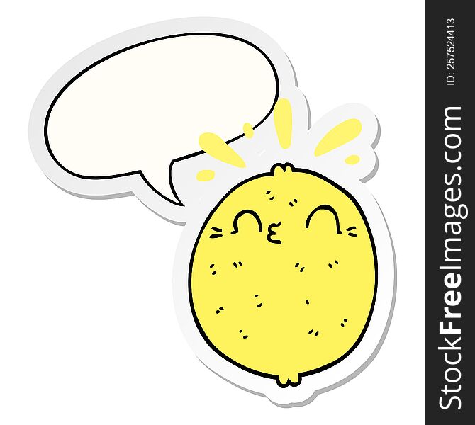 Cute Cartoon Lemon And Speech Bubble Sticker