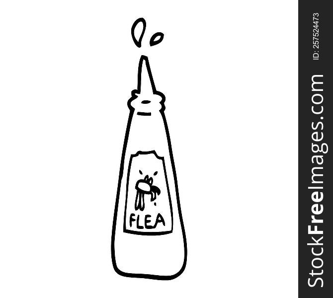 line drawing cartoon flea treatment bottle
