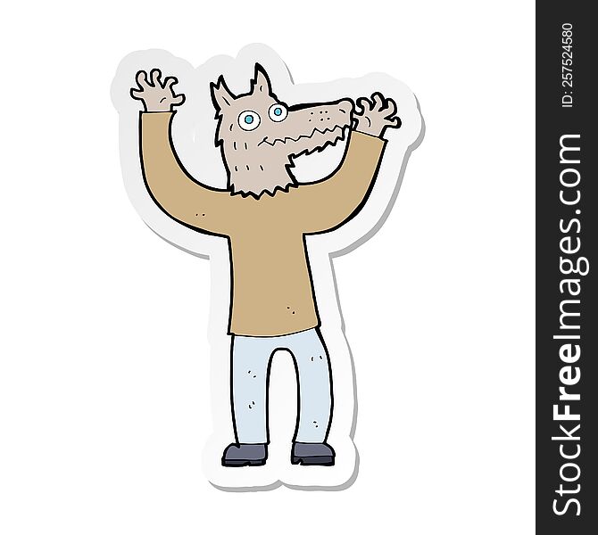 sticker of a cartoon wolf man