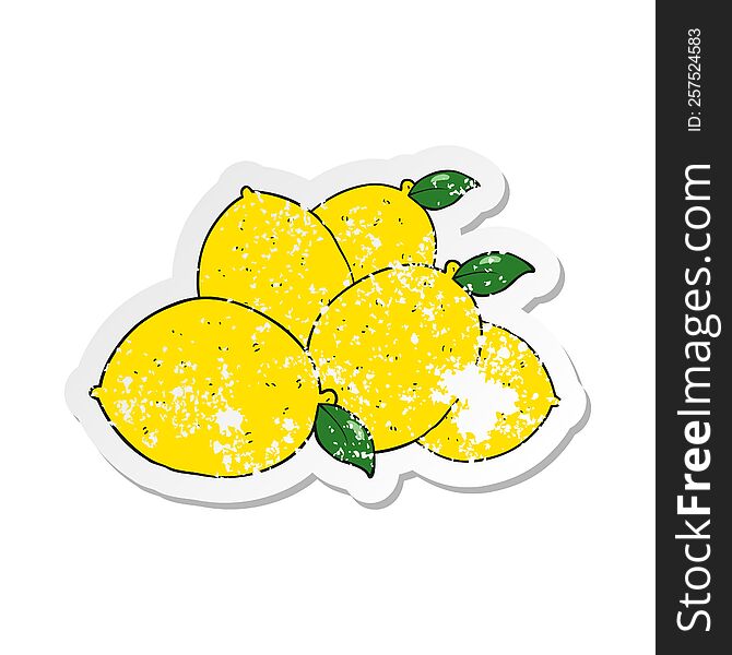 retro distressed sticker of a cartoon lemons