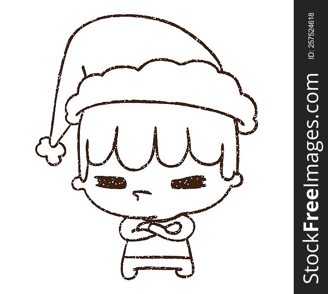 Christmas Boy Charcoal Drawing